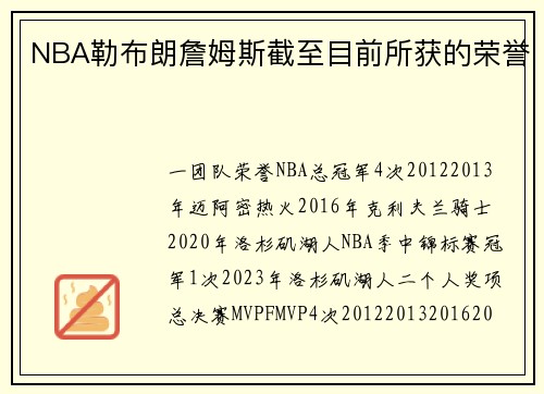 NBA勒布朗詹姆斯截至目前所获的荣誉